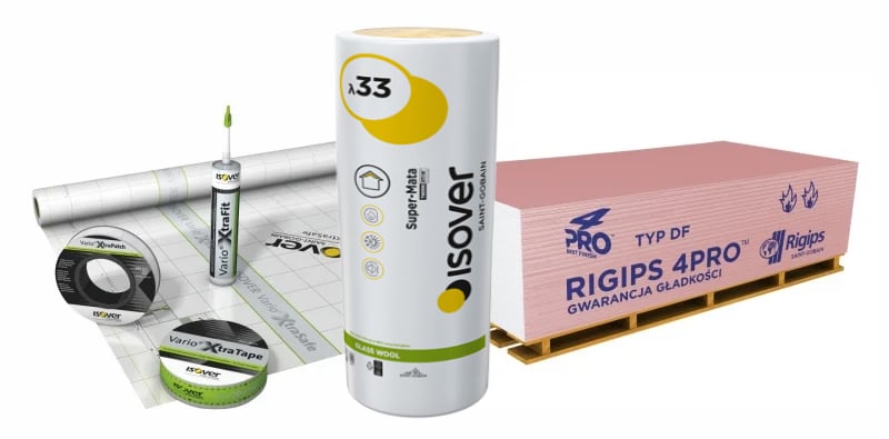 ISOVER Super-Mata z systemem Vario XtraSafe i płytami Rigips 4PRO Fire+ typ DF