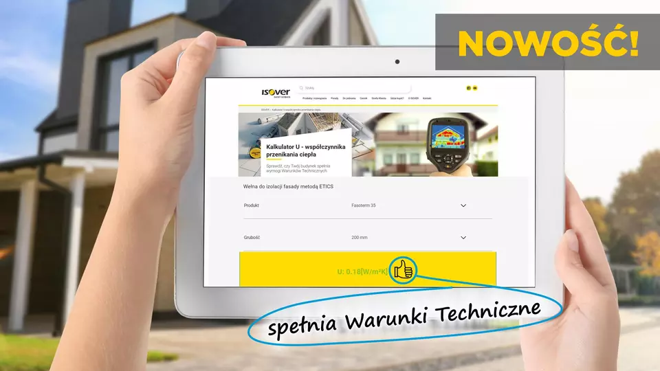 Kalkulator współczynnika U - ISOVER - tablet