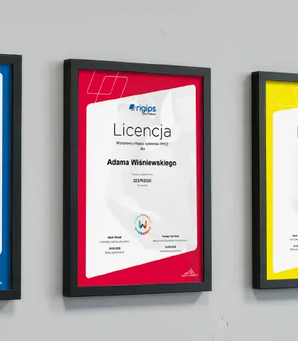 Licencje ISOVER RIGIPS WEBER certyfikat 