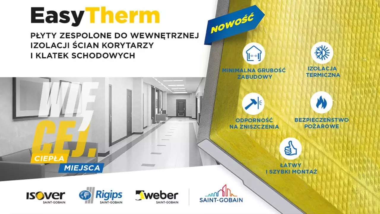 EasyTherm - nowe płyty zespolone ISOVER do izolacji ścian korytarzy i klatek schodowych thumbnail